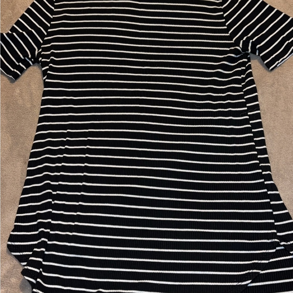 Black and White Striped Women's Top